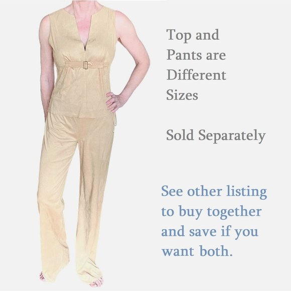 Max Studio Golden Yellow Drawstring Womens Pants Sz S Microfiber Faux Suede - Picture 6 of 12